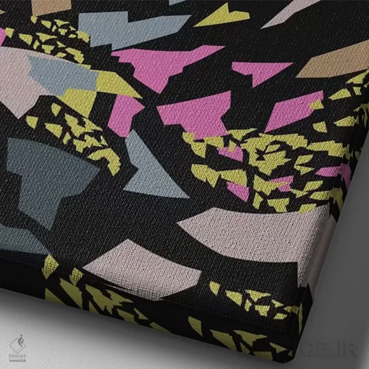 تابلو انتزاعی تپه های وهم آلود رنگارنگ اثر فلت اول - نمای نزدیک بافت بوم