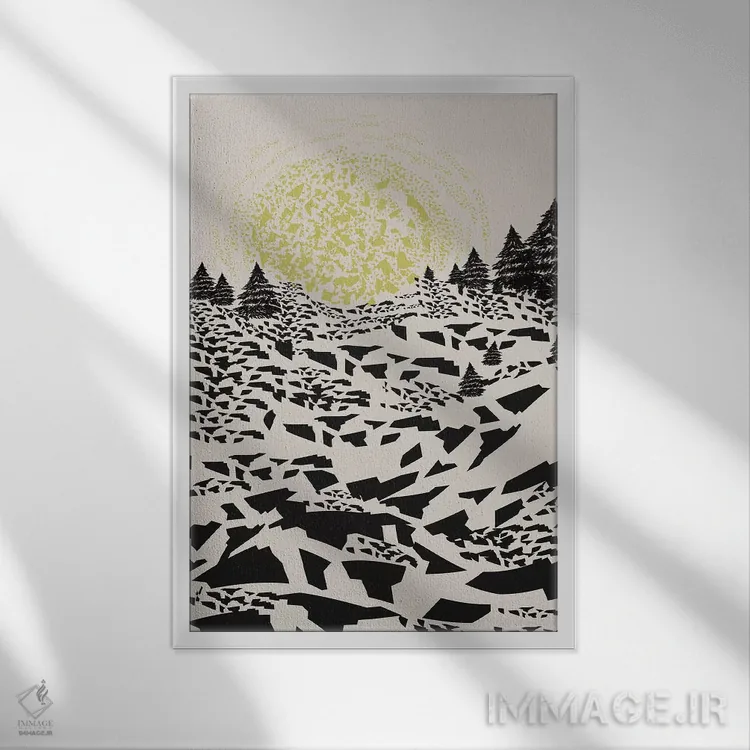 تابلو مینیمال تپه های وهم آلود اثر فلت اول - نمای قابدار سفید