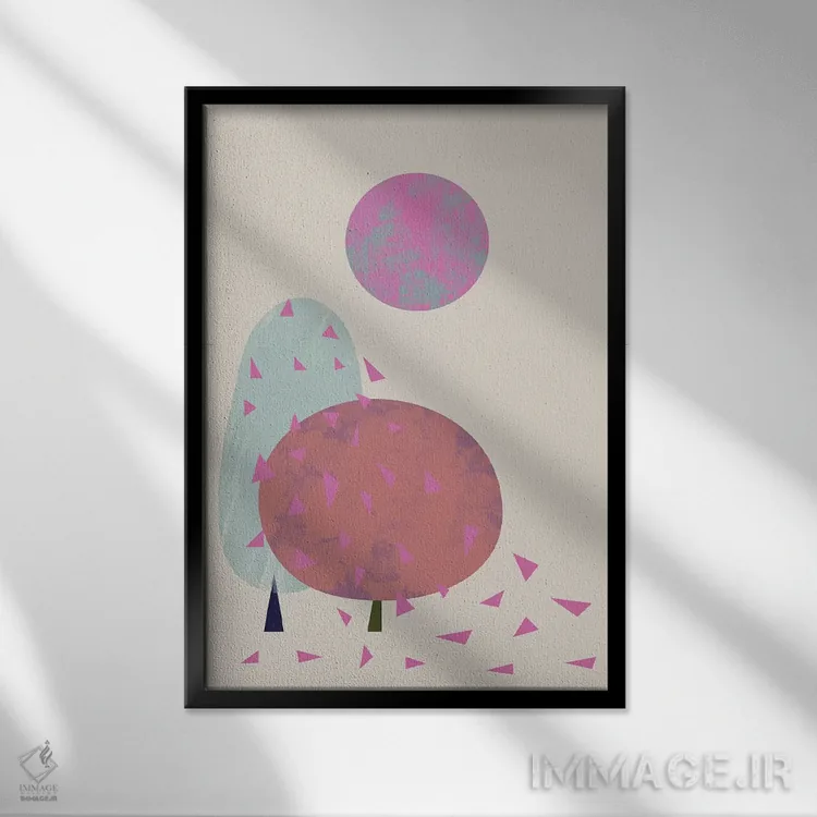 تابلو مینیمال درختان در باد اثر فلت اول - نمای قابدار مشکی