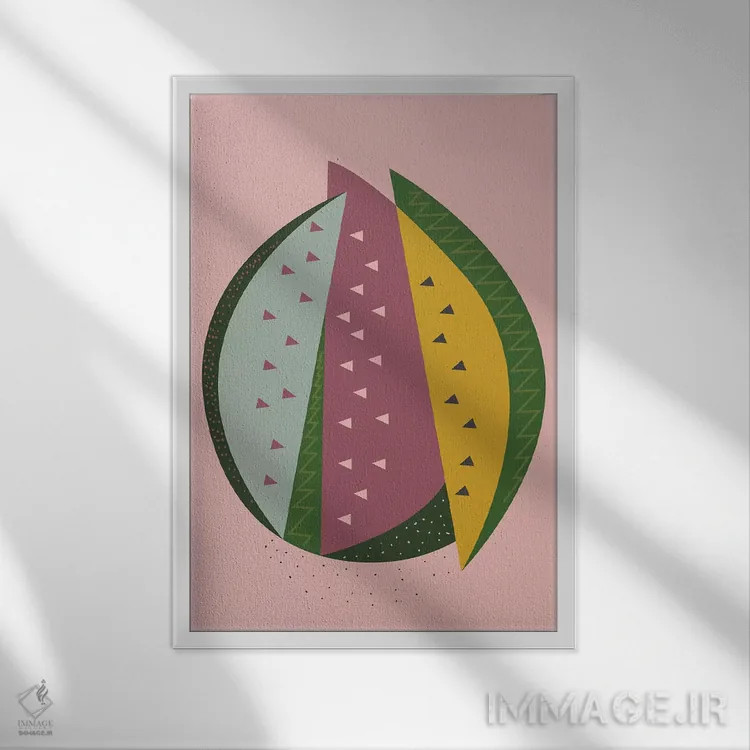 تابلو مینیمال هندوانه اثر فلت اول - نمای قابدار سفید