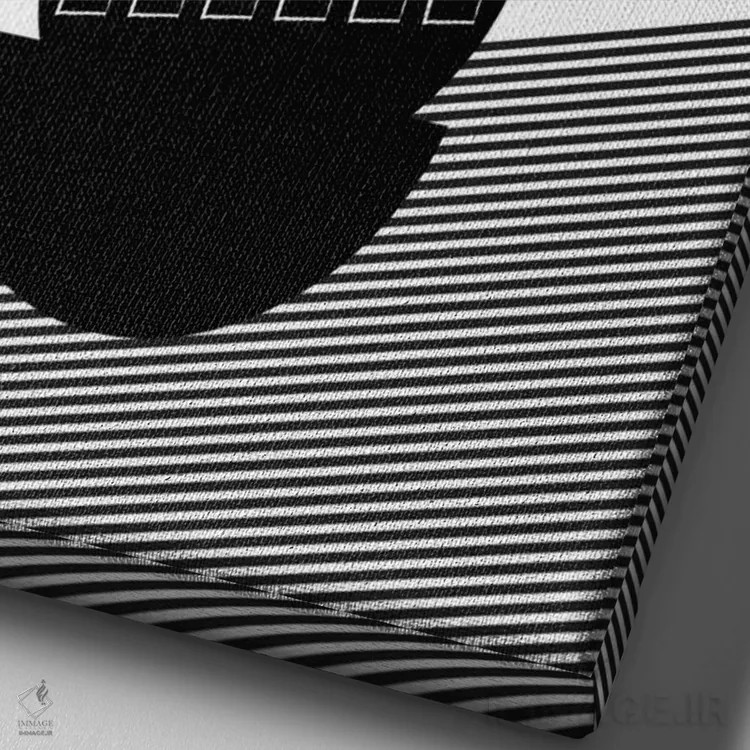 تابلو مینیمال کاسه ها سیاه و سفید اثر فلت اول - نمای نزدیک بافت بوم