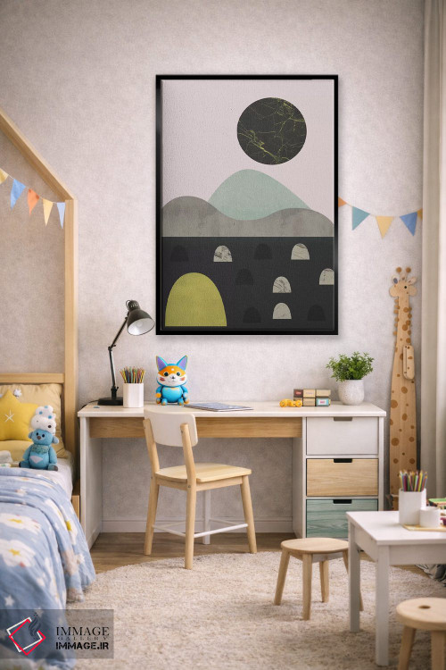 تابلو مینیمال سنگ ها و ماه اثر فلت اول - D2B