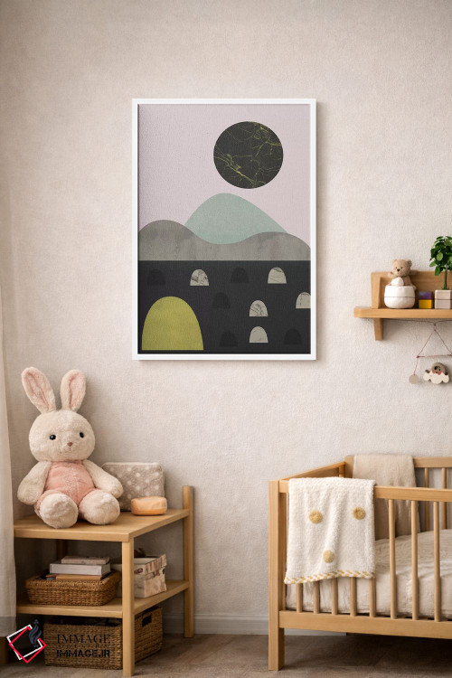 تابلو مینیمال سنگ ها و ماه اثر فلت اول - D3W