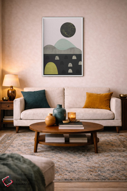 تابلو مینیمال سنگ ها و ماه اثر فلت اول - D4W