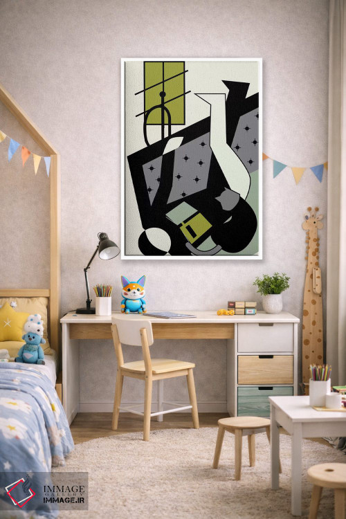 تابلو مدرن کتاب ها و گربه ها اثر فلت اول - D1W