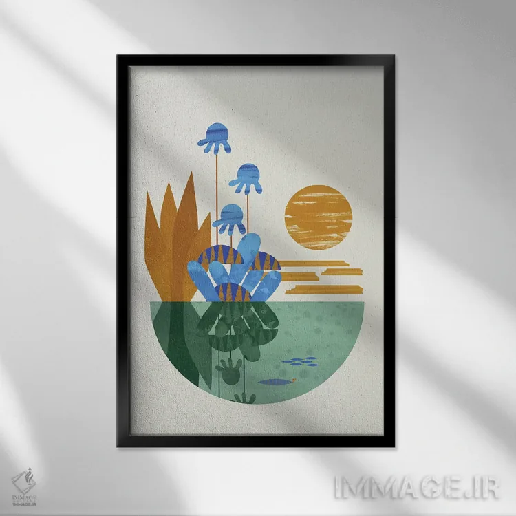 تابلو مینیمال واحه اثر فلت اول - نمای قابدار مشکی