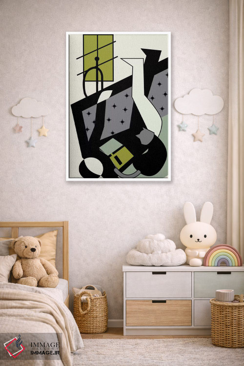 تابلو مدرن کتاب ها و گربه ها اثر فلت اول - D4W