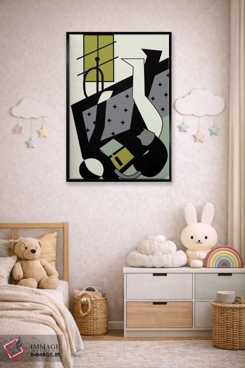 تابلو مدرن کتاب ها و گربه ها اثر فلت اول - D5B