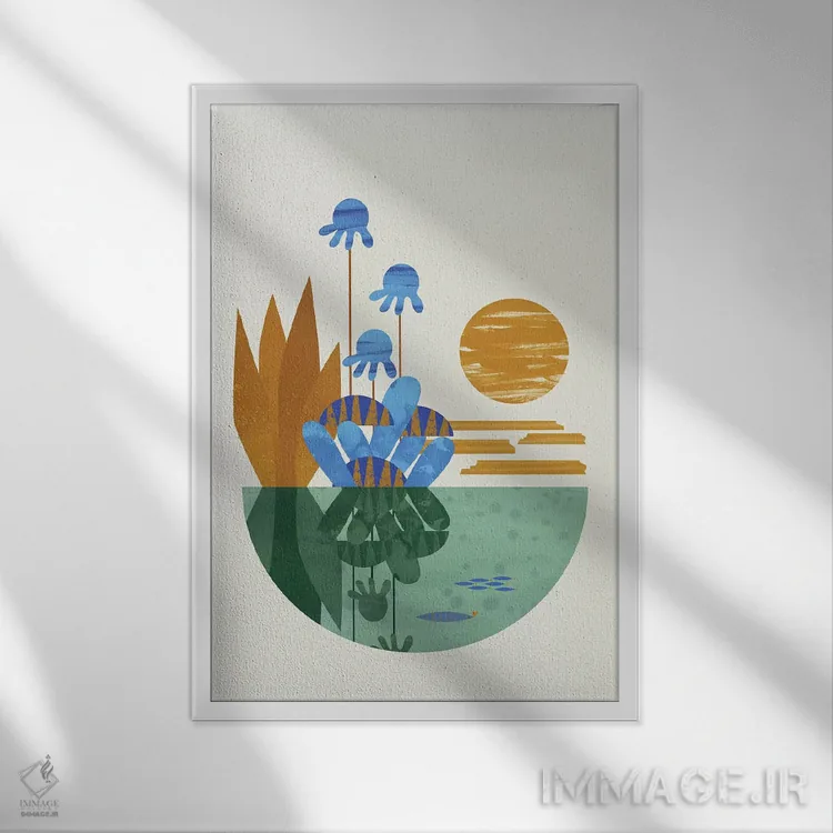 تابلو مینیمال واحه اثر فلت اول - نمای قابدار سفید