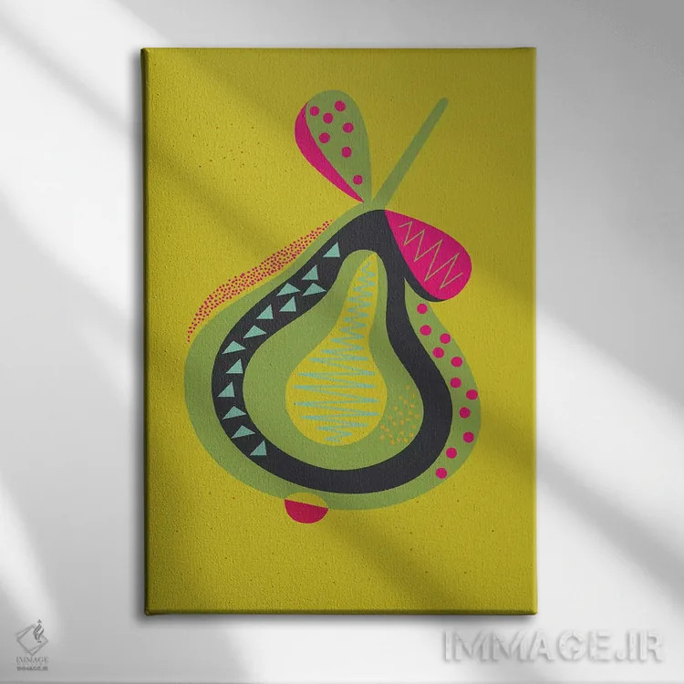 تابلو دکوراتیو گلابی ۲ اثر فلت اول - نمای روبهرو روی دیوار