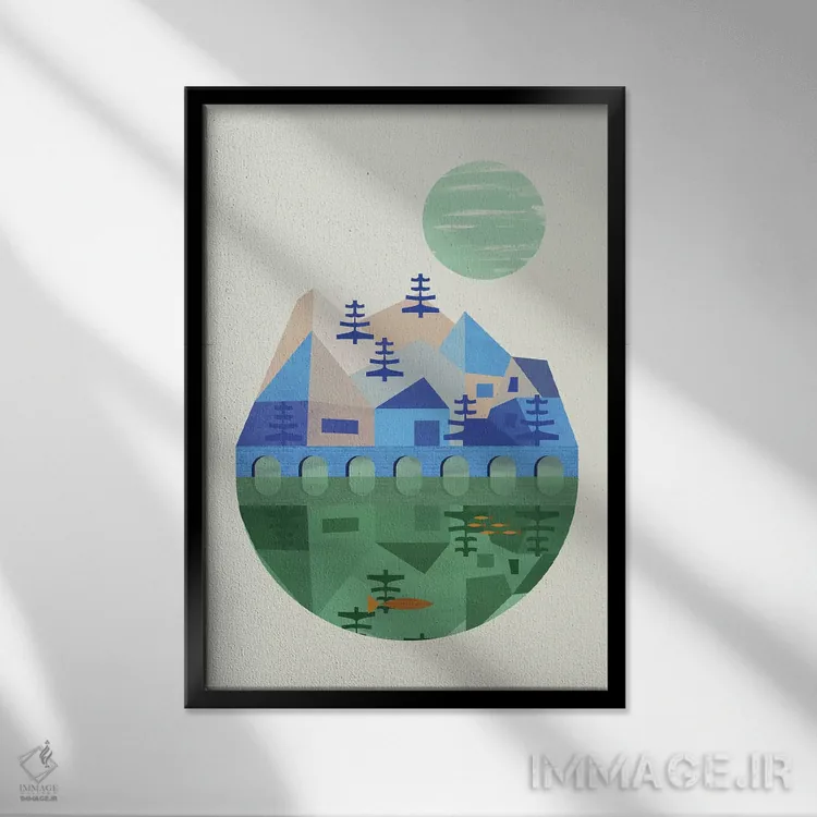 تابلو مینیمال پل اثر فلت اول - نمای قابدار مشکی