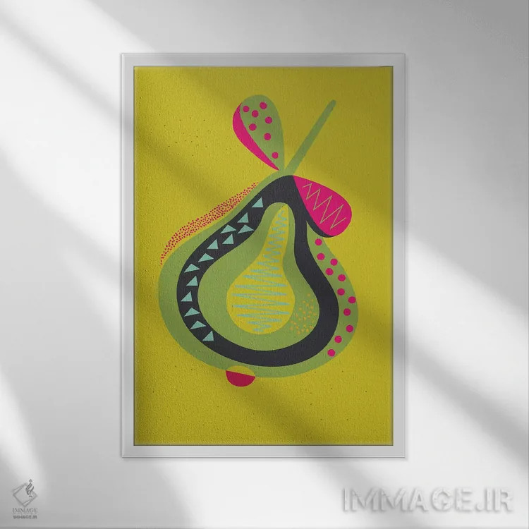 تابلو دکوراتیو گلابی ۲ اثر فلت اول - نمای قابدار سفید