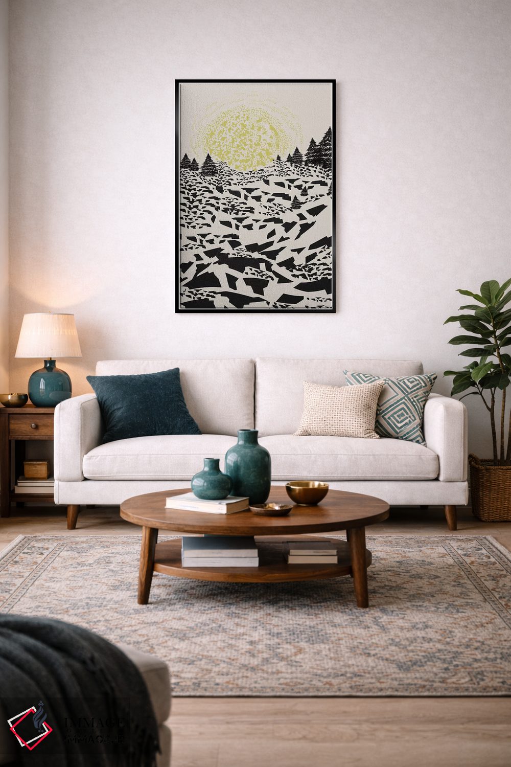 تابلو مینیمال تپه های وهم آلود اثر فلت اول - D4B