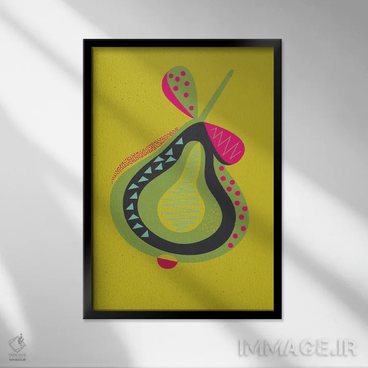 تابلو دکوراتیو گلابی ۲ اثر فلت اول - نمای قابدار مشکی