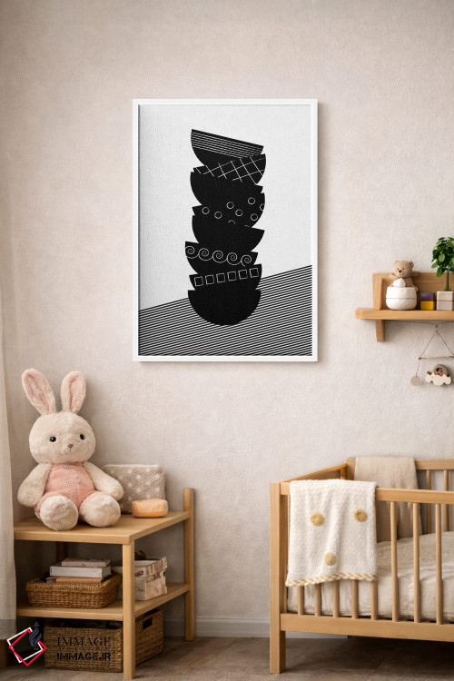 تابلو مینیمال کاسه ها سیاه و سفید اثر فلت اول - D2W