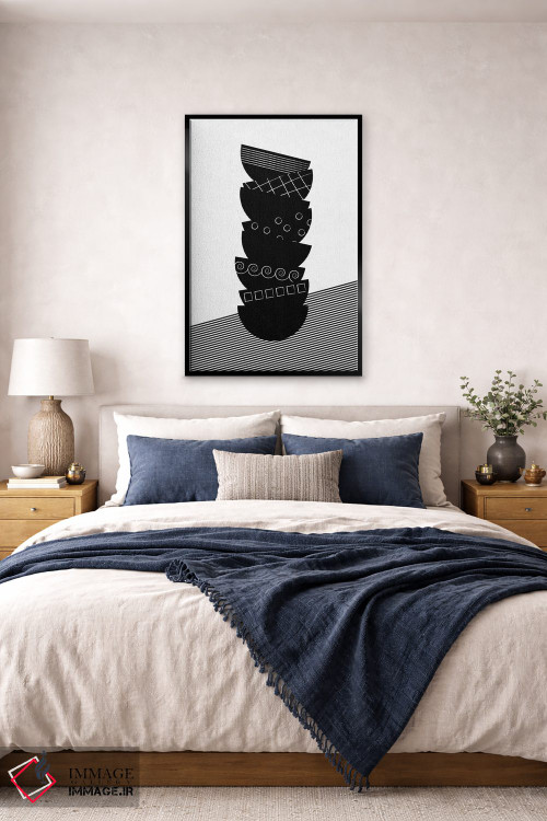 تابلو مینیمال کاسه ها سیاه و سفید اثر فلت اول - D6B