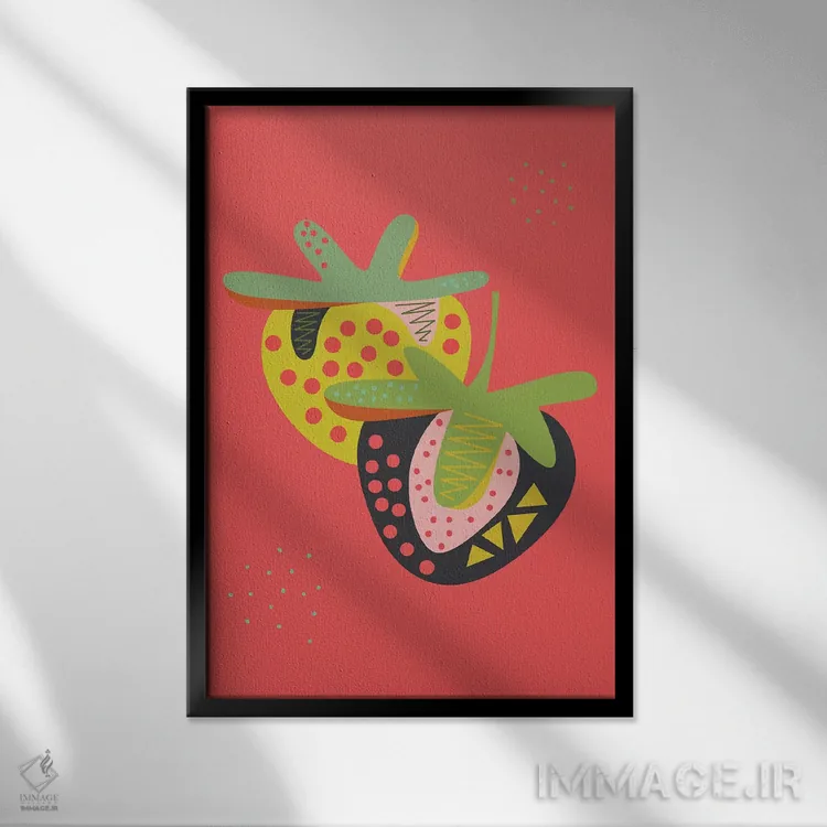 تابلو دکوراتیو توت فرنگی ها اثر فلت اول - نمای قابدار مشکی