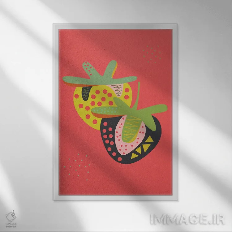 تابلو دکوراتیو توت فرنگی ها اثر فلت اول - نمای قابدار سفید