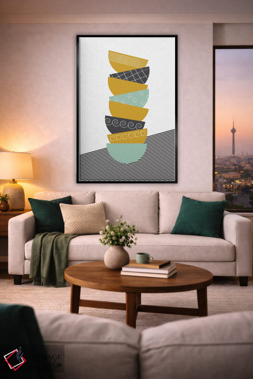 تابلو مینیمال کاسه ها رنگی اثر فلت اول - D2B