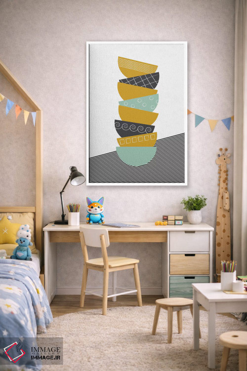 تابلو مینیمال کاسه ها رنگی اثر فلت اول - D1W