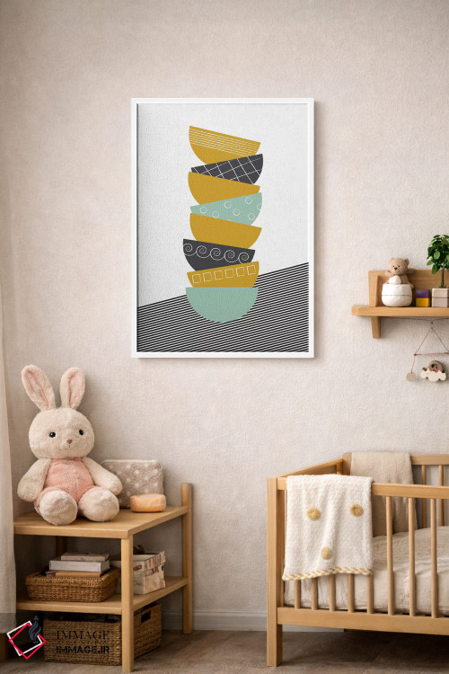 تابلو مینیمال کاسه ها رنگی اثر فلت اول - D3W