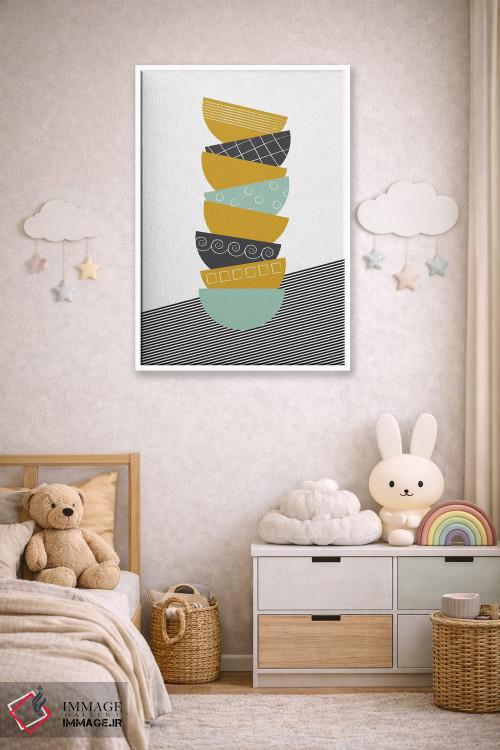 تابلو مینیمال کاسه ها رنگی اثر فلت اول - D4W