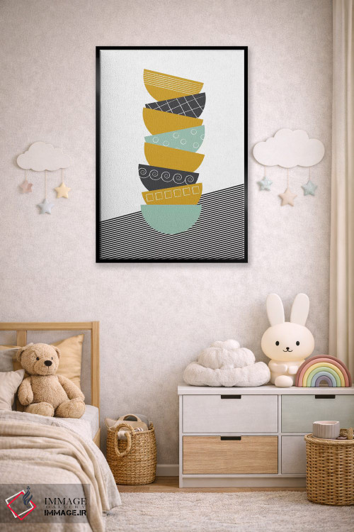 تابلو مینیمال کاسه ها رنگی اثر فلت اول - D5B