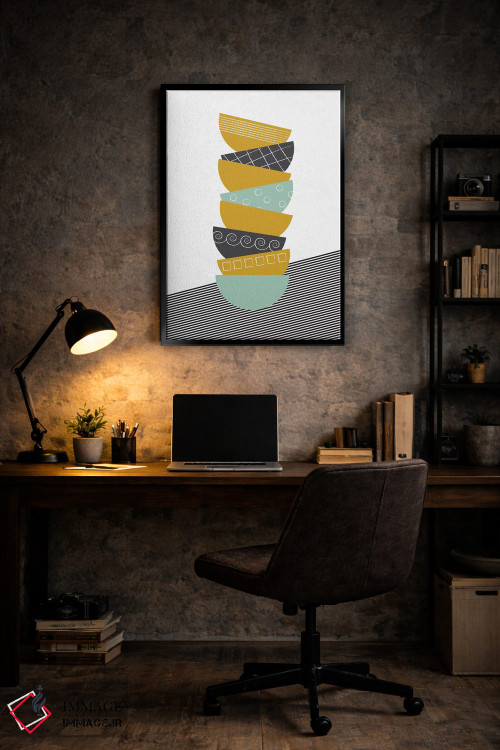 تابلو مینیمال کاسه ها رنگی اثر فلت اول - D6B