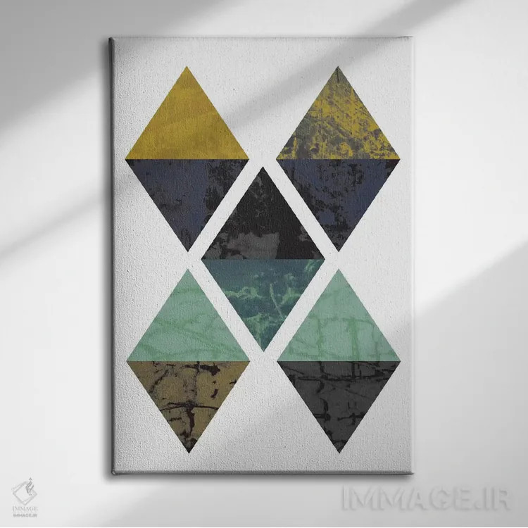 تابلو مینیمال "الماس های گرنج" اثر فلت اول - نمای روبهرو روی دیوار
