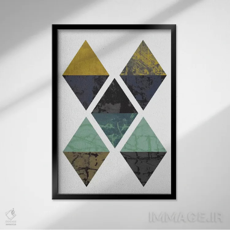 تابلو مینیمال "الماس های گرنج" اثر فلت اول - نمای قابدار مشکی