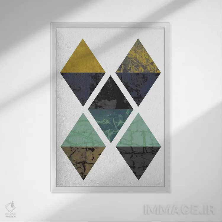 تابلو مینیمال "الماس های گرنج" اثر فلت اول - نمای قابدار سفید