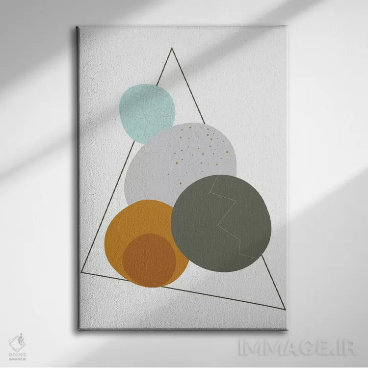 تابلو مینیمال "تخم مرغ ها در مثلث" اثر فلت اول - نمای روبهرو روی دیوار