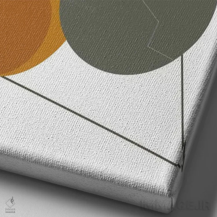 تابلو مینیمال "تخم مرغ ها در مثلث" اثر فلت اول - نمای نزدیک بافت بوم