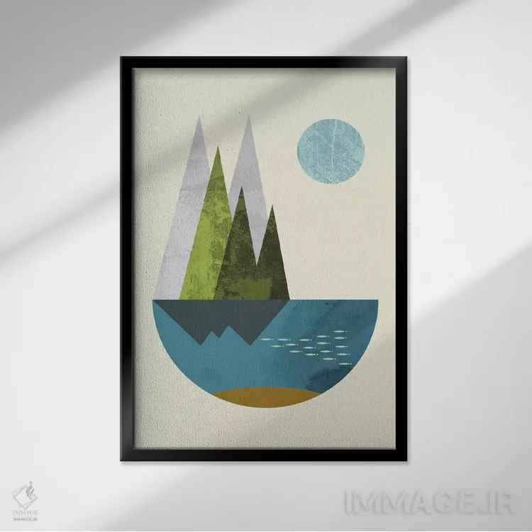 تابلو مینیمال "زمین" اثر فلت اول - نمای قابدار مشکی