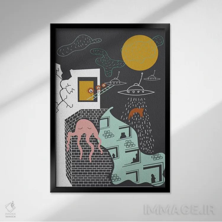 تابلو مدرن "حقایق" اثر فلت اول - نمای قابدار مشکی