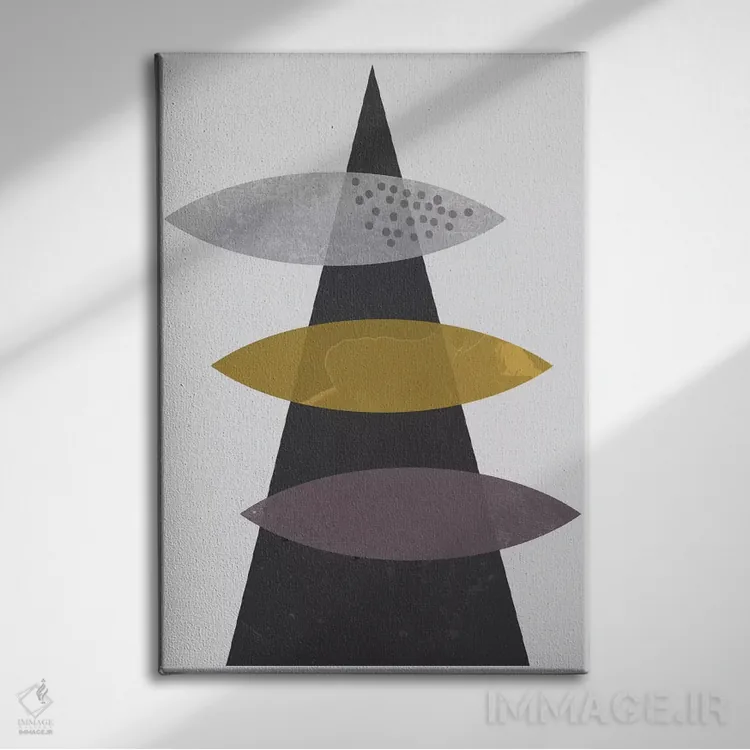 تابلو مینیمال "افتادن بیضی ها" اثر فلت اول - نمای روبهرو روی دیوار