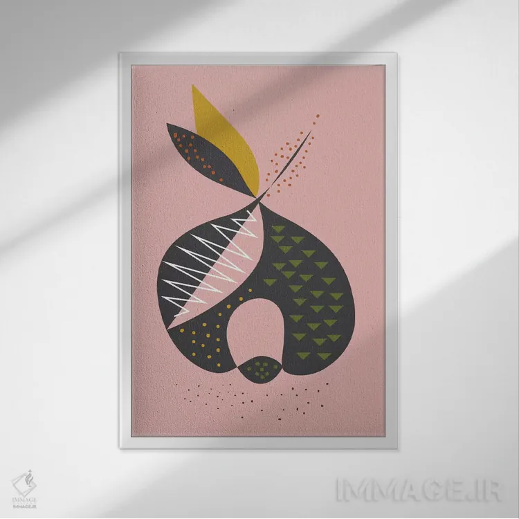 تابلو مینیمال "سیب" اثر فلت اول - نمای قابدار سفید