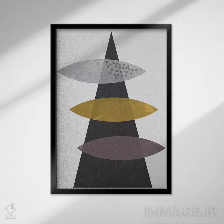 تابلو مینیمال "افتادن بیضی ها" اثر فلت اول - نمای قابدار مشکی