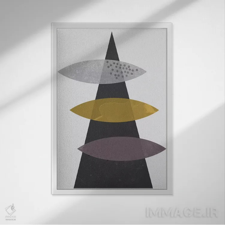 تابلو مینیمال "افتادن بیضی ها" اثر فلت اول - نمای قابدار سفید