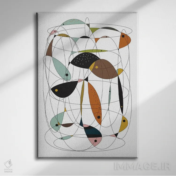 تابلو مینیمال "تور ماهی گیری" اثر فلت اول - نمای روبهرو روی دیوار