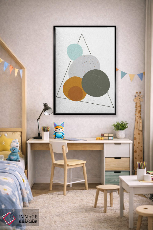 تابلو مینیمال "تخم مرغ ها در مثلث" اثر فلت اول - D2B