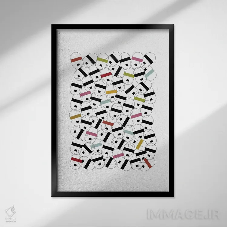 تابلو مینیمال "چهره های آینده" اثر فلت اول - نمای قابدار مشکی