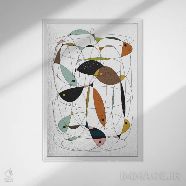 تابلو مینیمال "تور ماهی گیری" اثر فلت اول - نمای قابدار سفید