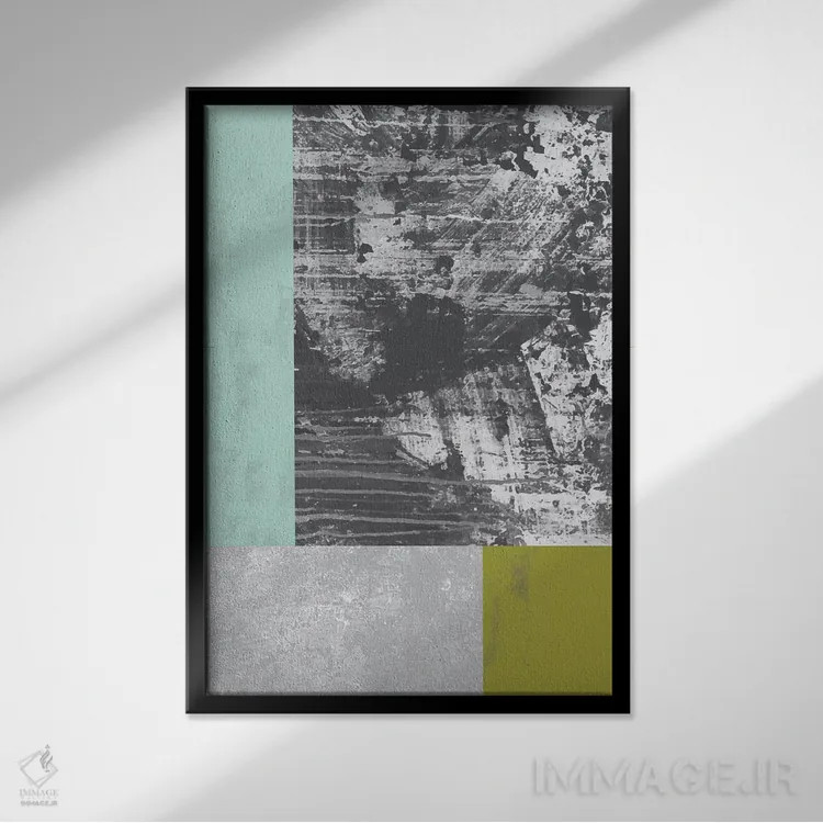 تابلو مینیمال "گرنج هندسی II" اثر فلت اول - نمای قابدار مشکی