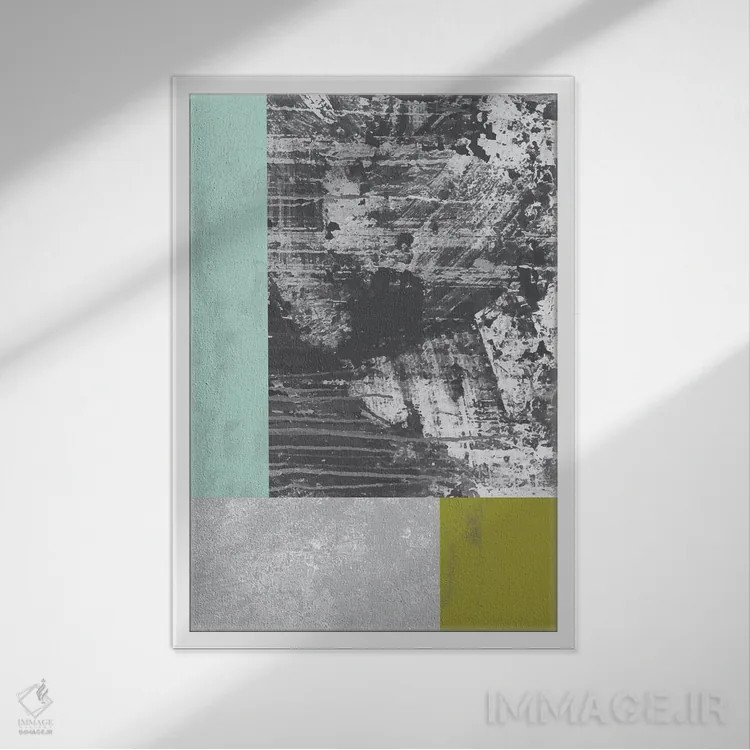 تابلو مینیمال "گرنج هندسی II" اثر فلت اول - نمای قابدار سفید