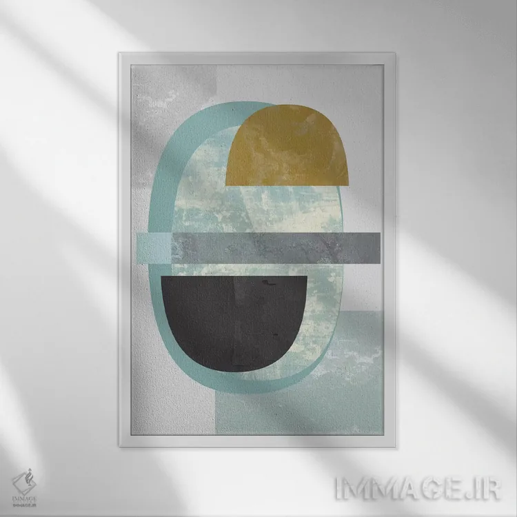 تابلو مینیمال "هندسی II" اثر فلت اول - نمای قابدار سفید