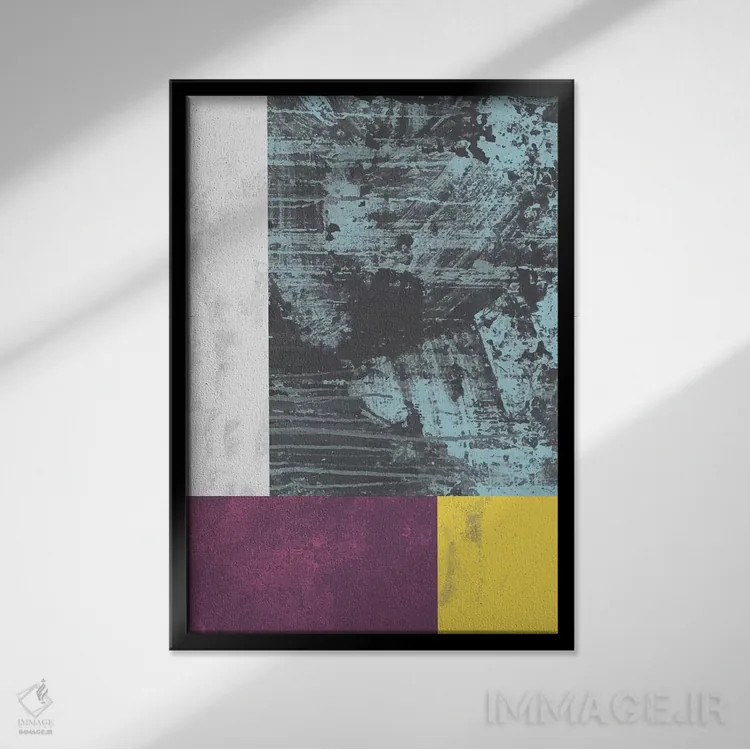 تابلو مینیمال "گرنج هندسی I" اثر فلت اول - نمای قابدار مشکی