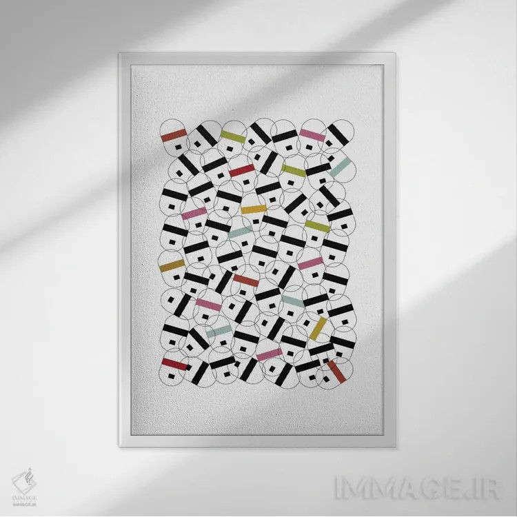 تابلو مینیمال "چهره های آینده" اثر فلت اول - نمای قابدار سفید