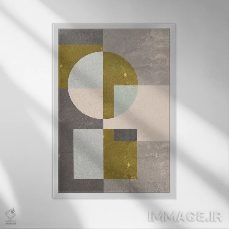 تابلو مینیمال "هندسی I" اثر فلت اول - نمای قابدار سفید