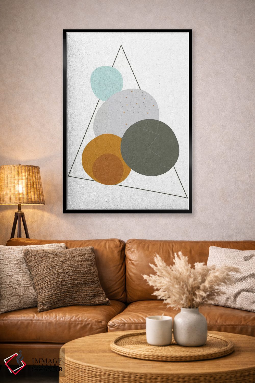 تابلو مینیمال "تخم مرغ ها در مثلث" اثر فلت اول - D6B